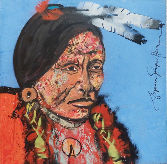 Image 1 of Espen Greger Hagen 'indiaan' schilderij