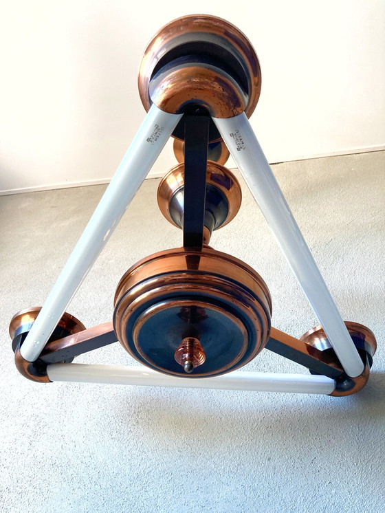 Image 1 of Vintage koperen art deco stijl hanglamp
