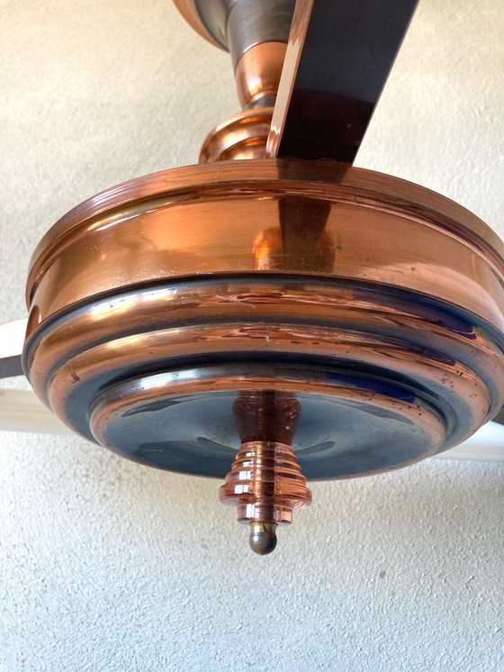 Image 1 of Vintage koperen art deco stijl hanglamp