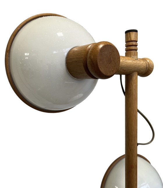 Image 1 of Vintage Grenen Scandinavische Vloerlamp met kunststof kappen