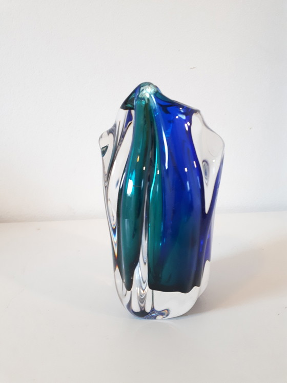Image 1 of Mid century vintage glazen vaas Murano stijl