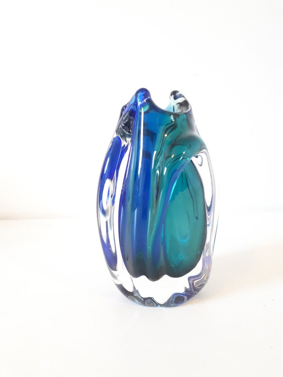 Image 1 of Mid century vintage glazen vaas Murano stijl