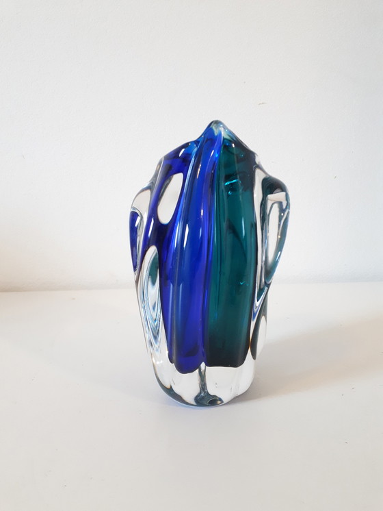 Image 1 of Mid century vintage glazen vaas Murano stijl