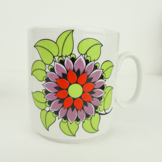 Image 1 of West Germany Bavaria bekers set 6 met bloemen