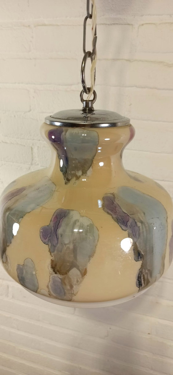 Image 1 of Vintage Italiaans glazen hanglamp