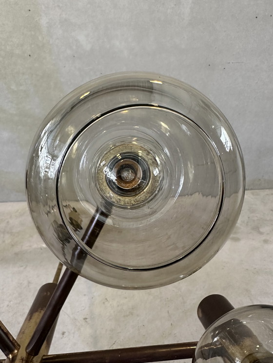 Image 1 of Vintage hanglamp - gefumeerd glas en messing