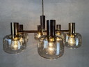 Vintage hanglamp - gefumeerd glas en messing