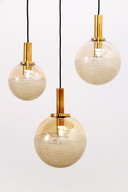 Vintage Set van drie Glashutte limburg hanglampen,1960 Duitsland.
