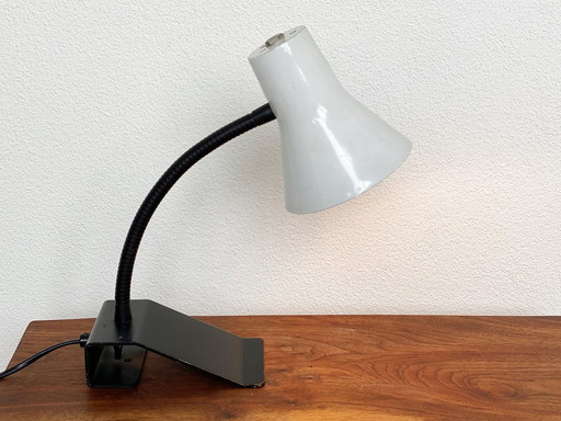 Vintage zwart & grijze Nederlandse bureaulamp / tafellamp