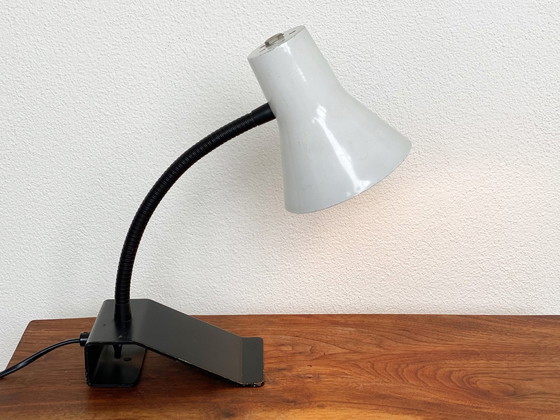 Image 1 of Vintage zwart & grijze Nederlandse bureaulamp / tafellamp