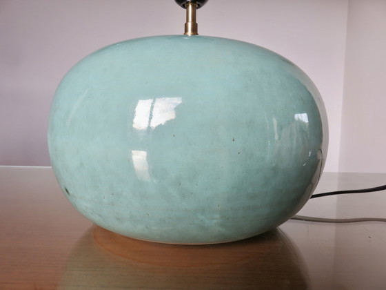Image 1 of Lichtblauwe keramische lamp, Frankrijk, 1970-1980