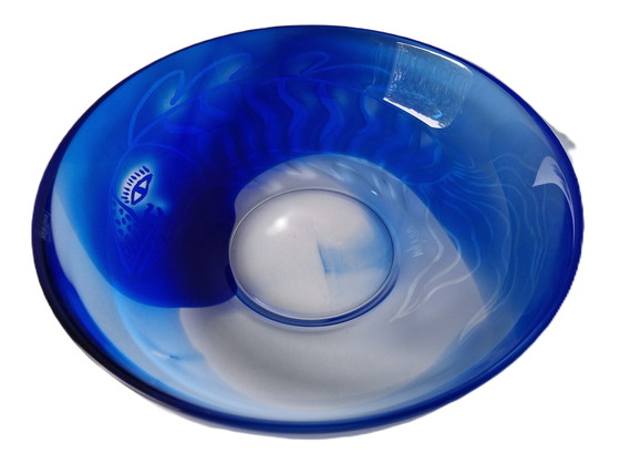 Image 1 of  Kosta Boda - "Dancing Blue" Bowl By Ulrica Hydman-Vallien - Gesigneerd