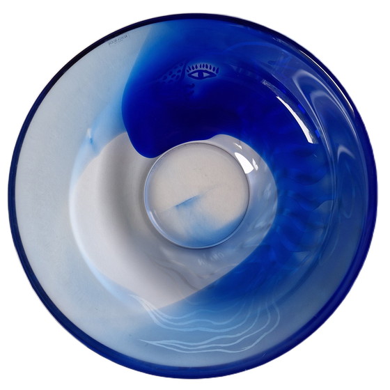 Image 1 of  Kosta Boda - "Dancing Blue" Bowl By Ulrica Hydman-Vallien - Gesigneerd