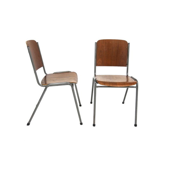 Image 1 of Paar vintage stoelen van teakhout en metaal, Zweden 1960