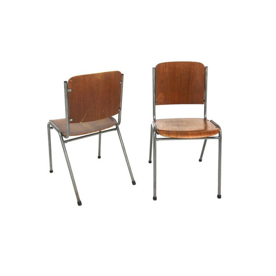 Image 1 of Paar vintage stoelen van teakhout en metaal, Zweden 1960