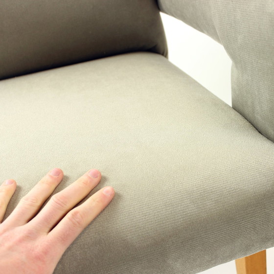 Image 1 of Set van twee middencentury fauteuils met kruk, Tsjecho-Slowakije 1960