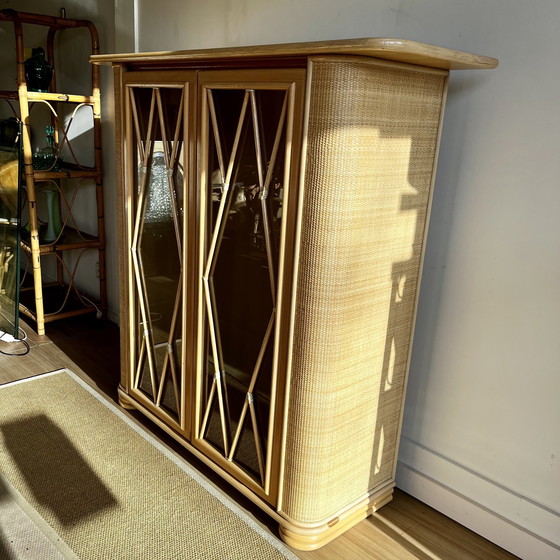 Image 1 of Italiaans Design Roberti Rattan Rotan Vitrinekast 