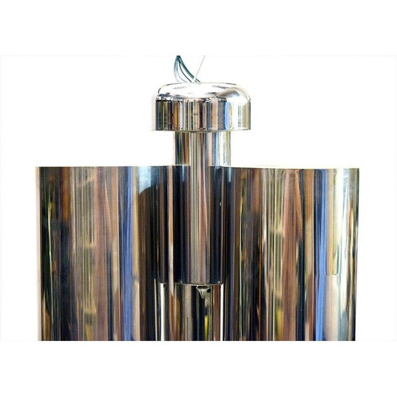 Image 1 of Vintage verchroomd messing en glazen hanglamp van Reggiani, 1960