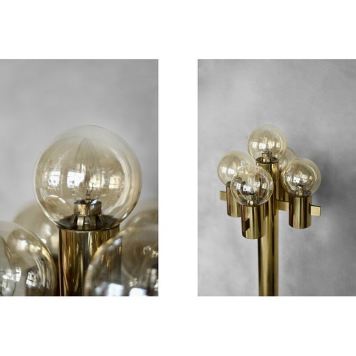 Sculpturale gouden vloerlamp met 5 lampen van Hans-Agne Jakobsson voor Hans-Agne Jakobsson AB, 1960