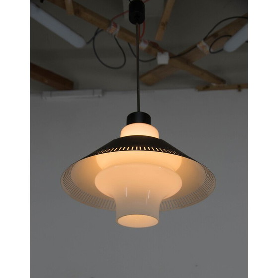 Image 1 of Vintage glazen en metalen hanglamp van Napako, Tsjecho-Slowakije 1970