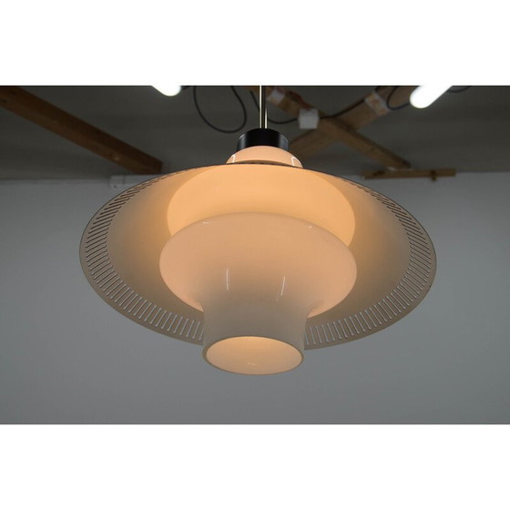 Image 1 of Vintage glazen en metalen hanglamp van Napako, Tsjecho-Slowakije 1970