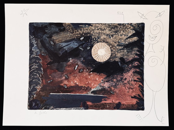 Image 1 of Michael Buthe 1944-1994 - Mooie abstracte compositie met originele potloodtekening!