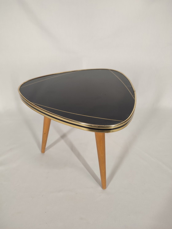 Image 1 of Mid Century Tripod plantentafel met glas top