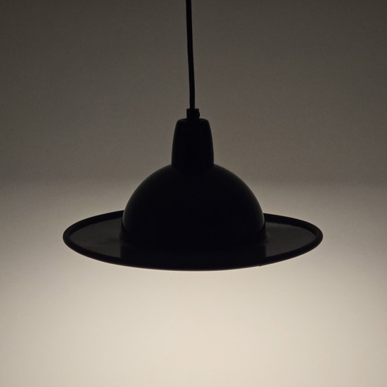 Image 1 of Mid Century Modern - Vintage Navy-Blauwe Metalen Hanglamp - Space Age Lighting - Italië, 1970S.