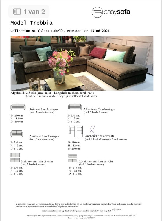 Image 1 of EasySofa hoekbank groen velour