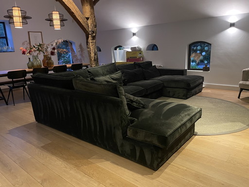 EasySofa hoekbank groen velour