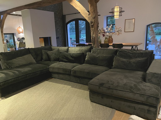 EasySofa hoekbank groen velour