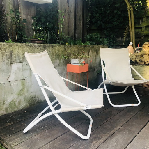 Vintage Grand Soleil Buisframe Loungestoelen Inklapbaar