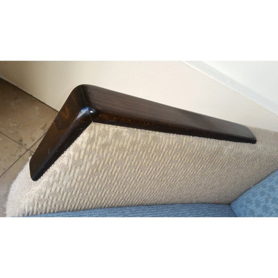 Image 1 of Paar Mid Century fauteuils in hout en stof - 1950