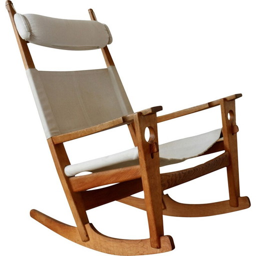 Vintage "Keyhole" schommelstoel in eikenhout van Hans J Wegner voor Getama, Denemarken 1960