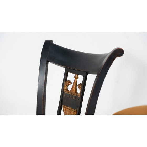 Image 1 of Set van 6 vintage zwarte en gouden stoelen