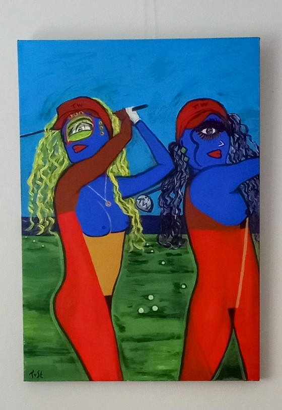 Image 1 of Tineke Van Steenbergen Golfen Acrylverfschilderij