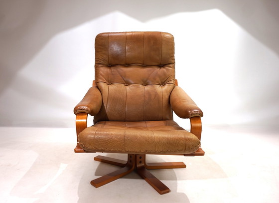 Image 1 of P. Schultz & Co. Leren fauteuil Denemarken, 1960