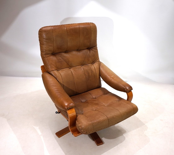 Image 1 of P. Schultz & Co. Leren fauteuil Denemarken, 1960