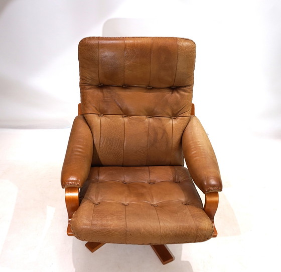 Image 1 of P. Schultz & Co. Leren fauteuil Denemarken, 1960