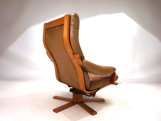 Image 1 of P. Schultz & Co. Leren fauteuil Denemarken, 1960