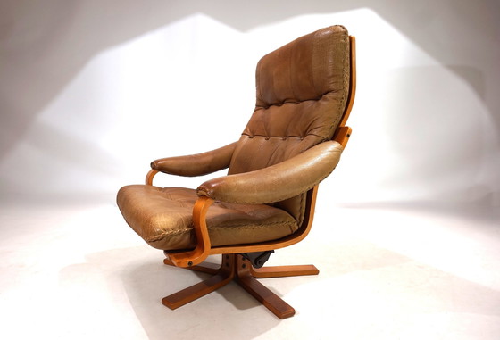 Image 1 of P. Schultz & Co. Leren fauteuil Denemarken, 1960