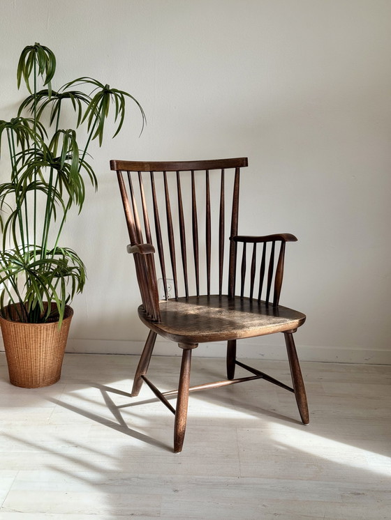 Image 1 of Vintage Minimalistische Wabisabi Spijlenstoel