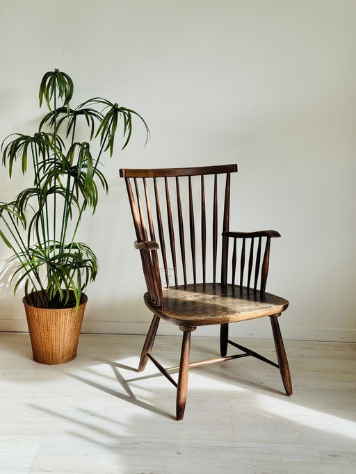 Vintage Minimalistische Wabisabi Spijlenstoel