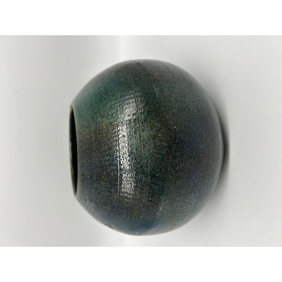 Image 1 of Vintage blauwgroene vaas gemaakt met touw