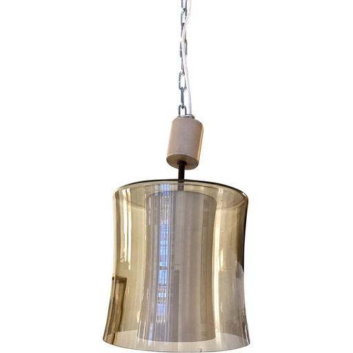 Vintage glazen en opaline hanglamp, 1970