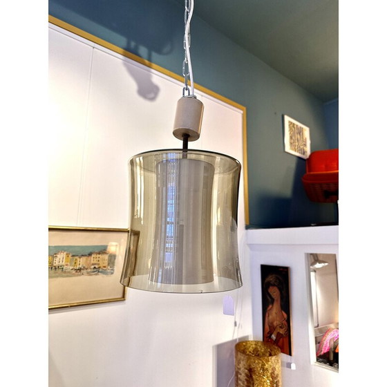 Image 1 of Vintage glazen en opaline hanglamp, 1970