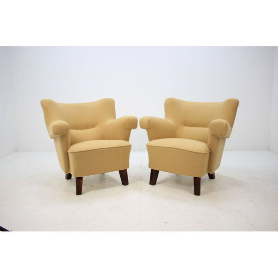 Image 1 of Paar grote vintage lounge fauteuils, Tsjecho-Slowakije 1950
