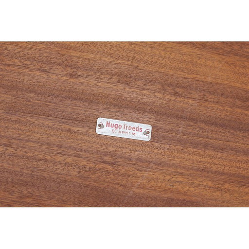 Vintage bijzettafel in zwart geëmailleerd teakhout en staal voor Hugo Troeds, Zweden 1950