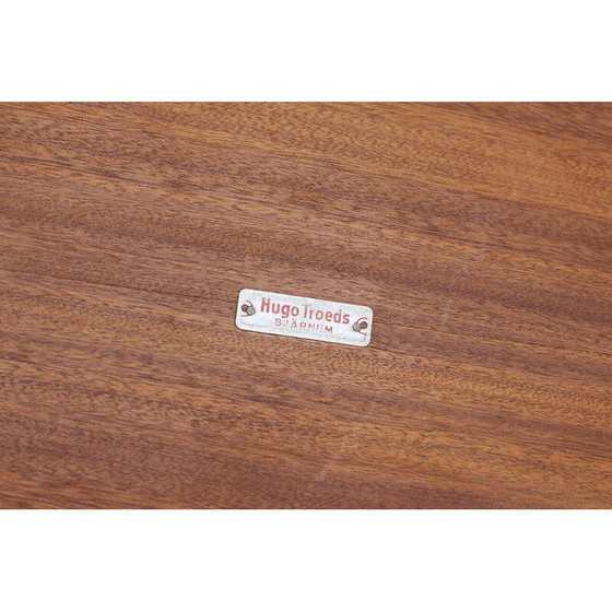 Image 1 of Vintage bijzettafel in zwart geëmailleerd teakhout en staal voor Hugo Troeds, Zweden 1950