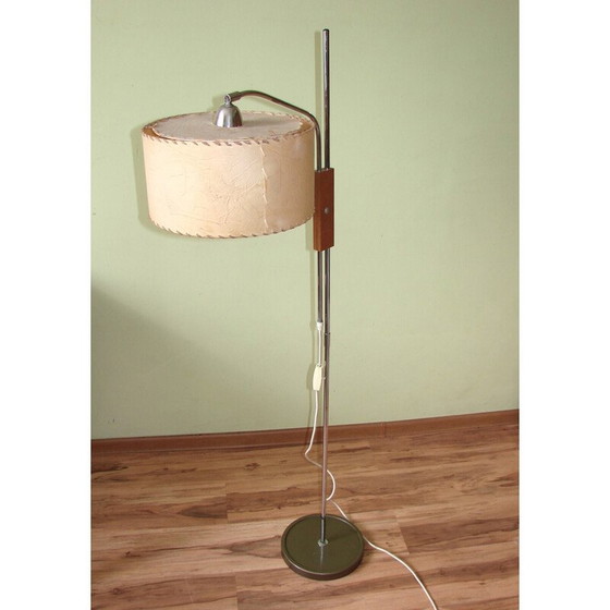 Image 1 of Vintage Tamdé vloerlamp van chroomstaal en hout, 1970